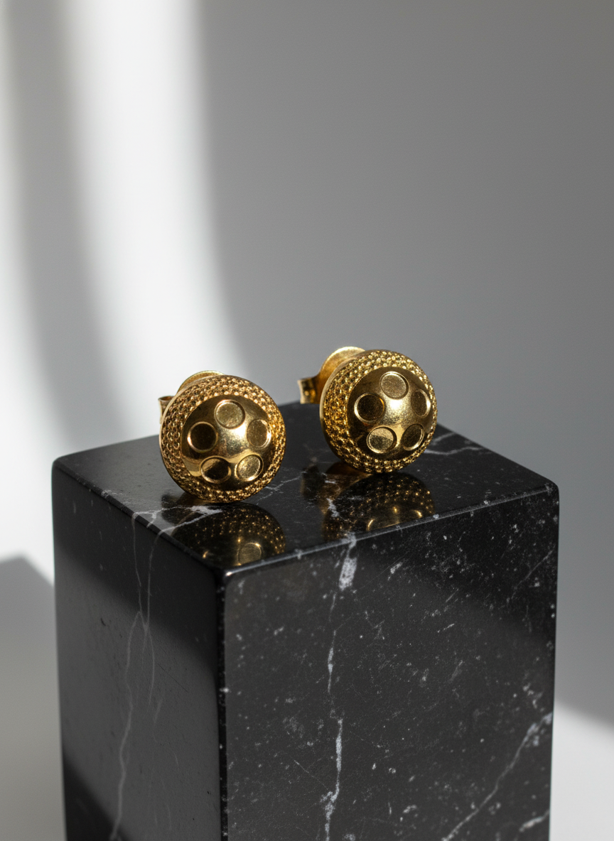 Elura Textured Gold-Toned Round Stud Earrings for Women