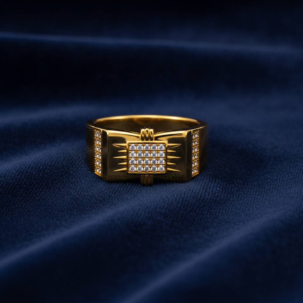 ELURA Regal Square Crystal Signet Ring for Men & Boys