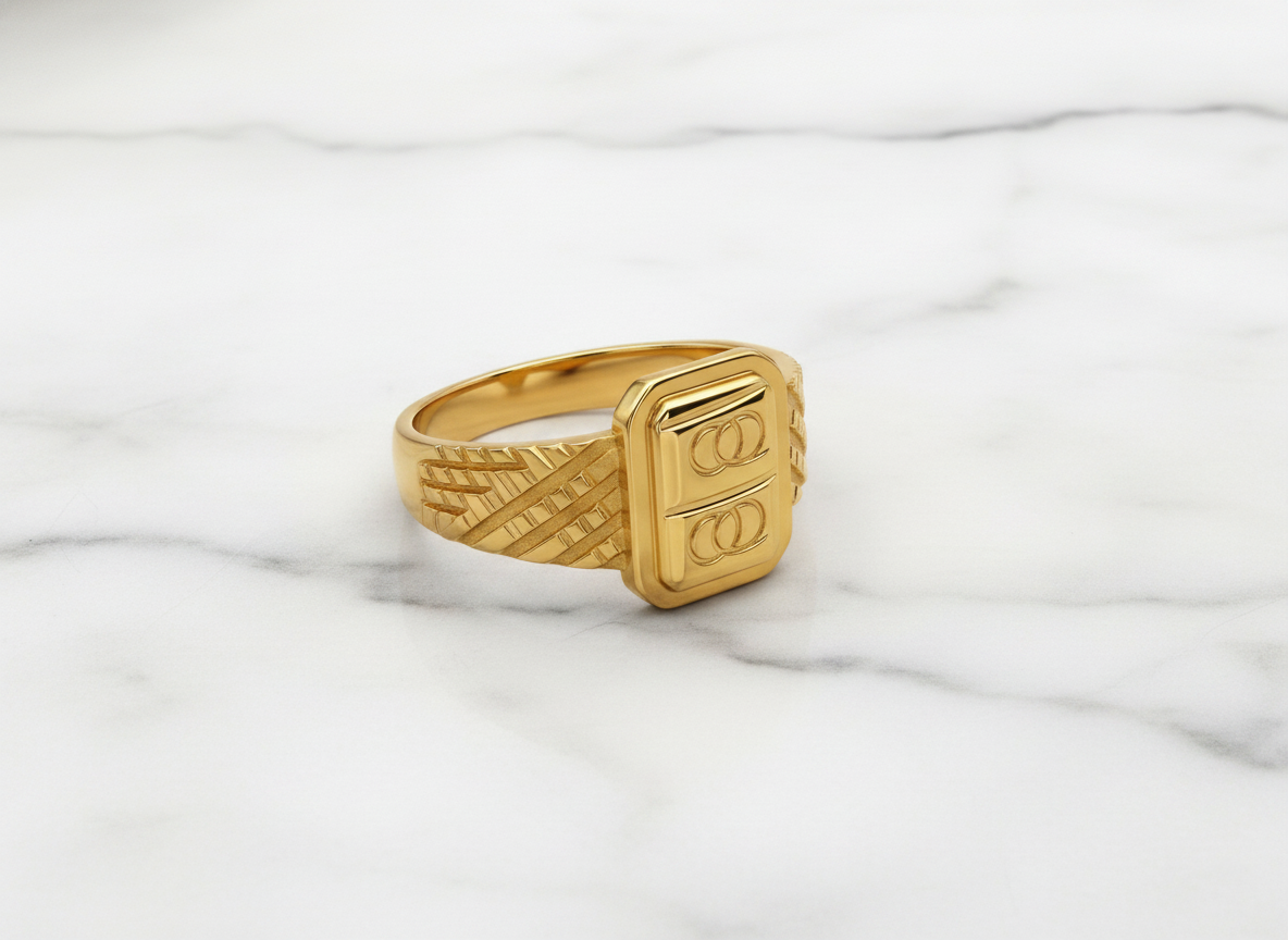 ELURA Premium Men’s Ring with Rectangular Engraved Design