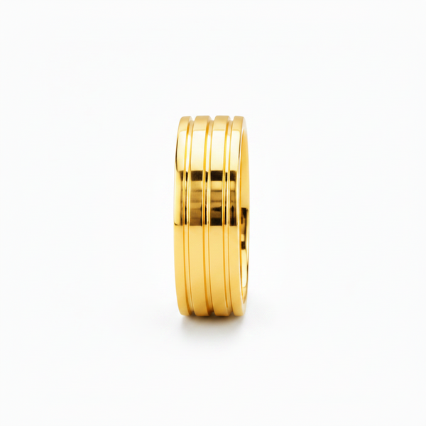 ELURA Elegant Plain Band Ring with Triple Line Design