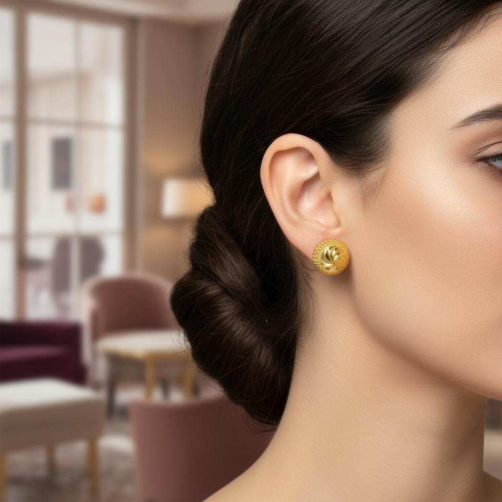 Elura Textured Gold-Toned Designer Stud Earrings for Women