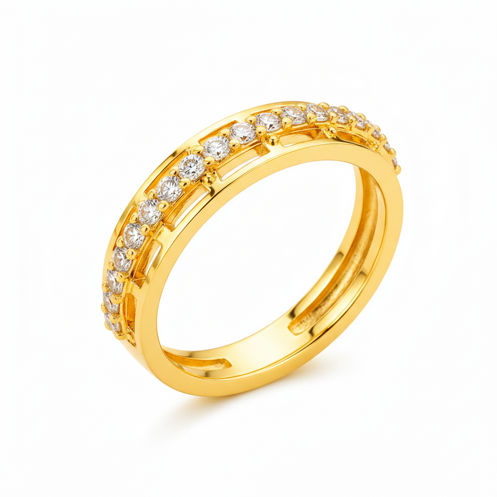 ELURA CZ Band Ring for Women With CZ Stone