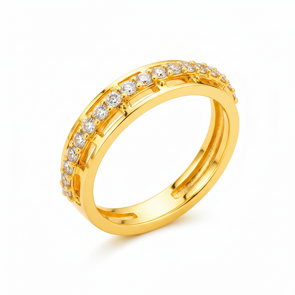 ELURA CZ Band Ring for Women With CZ Stone