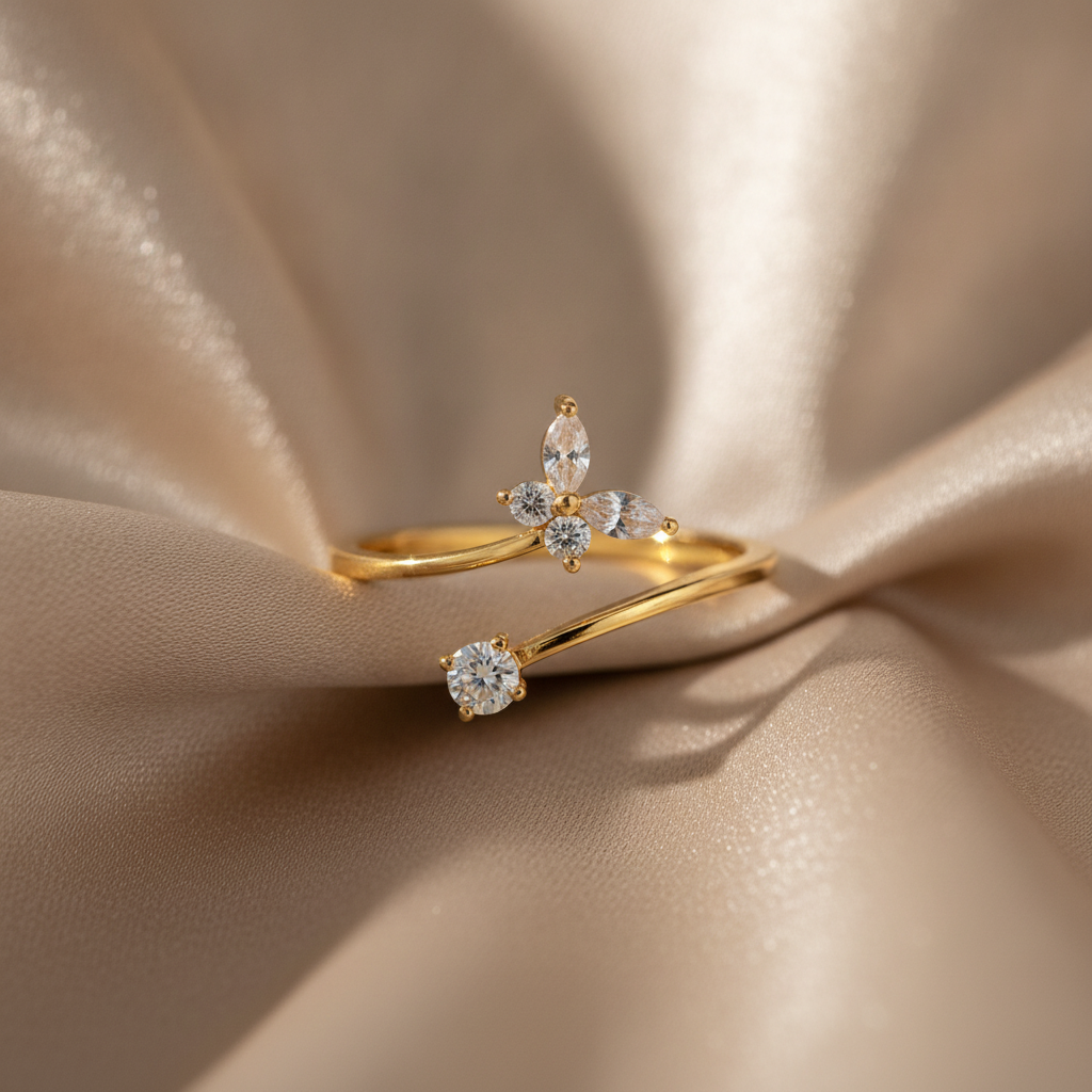 ELURA Bloom Spark CZ Open Ring for Women