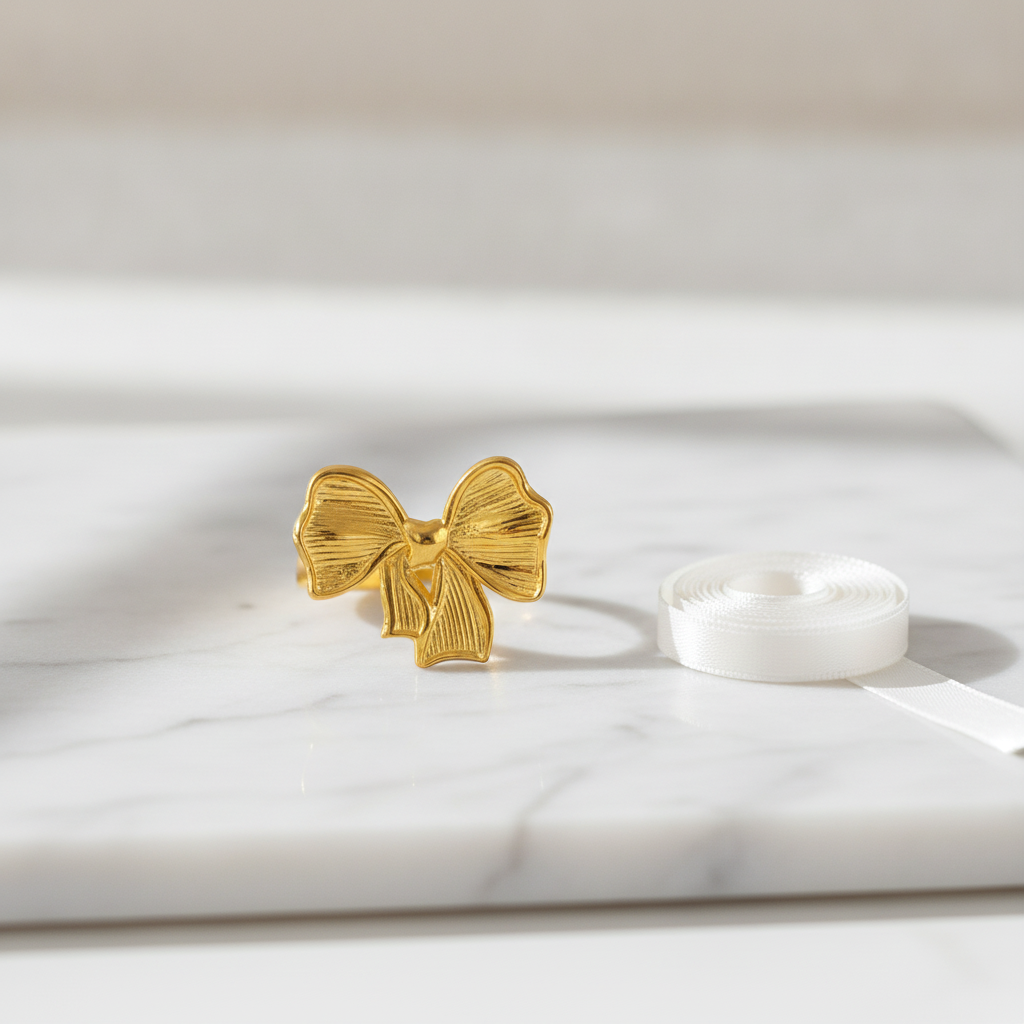 ELURA Adjustable Ribbon Bow Ring for Women & Girls