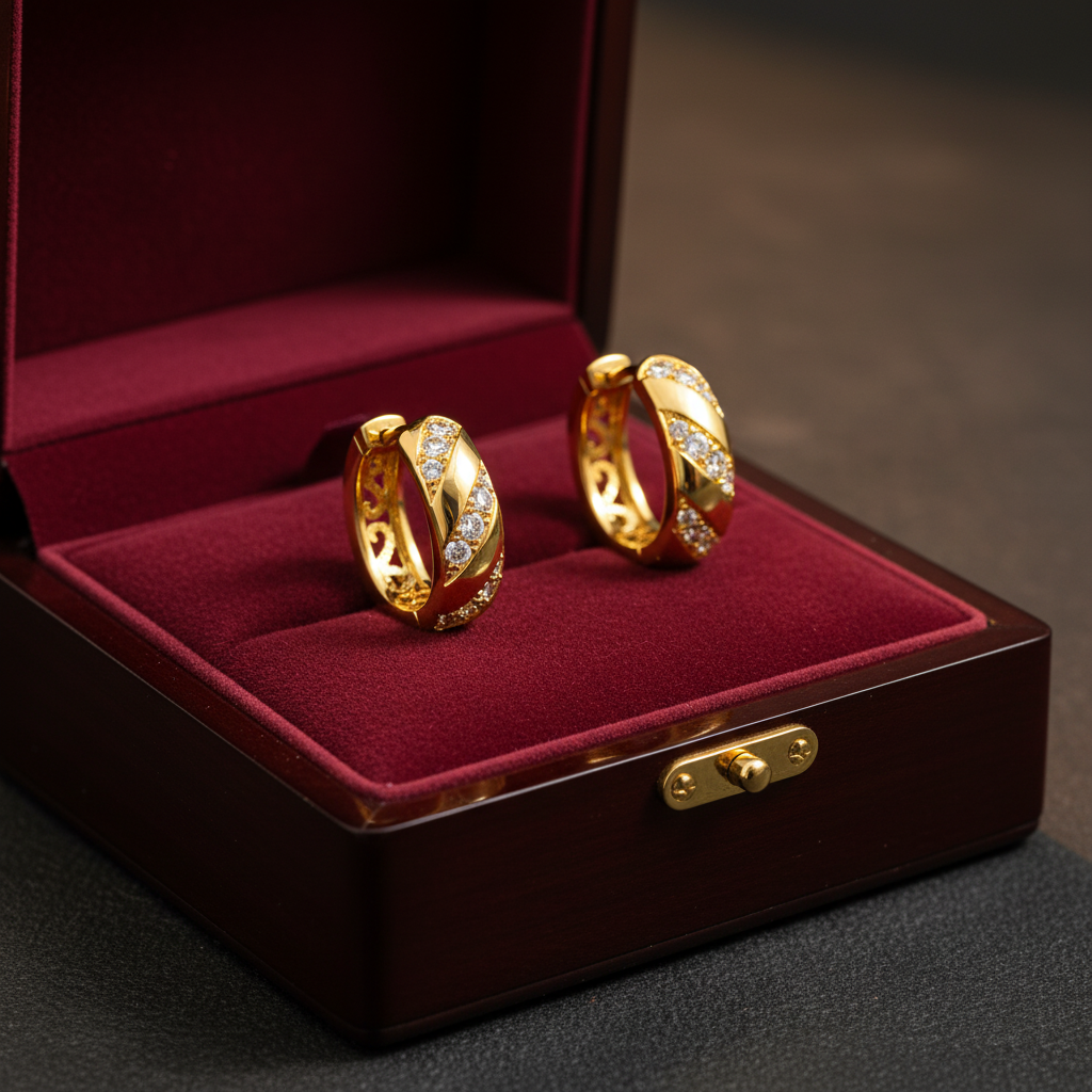 Elura Twisted Crystal Gold-Toned Huggie Hoop Earrings for Women