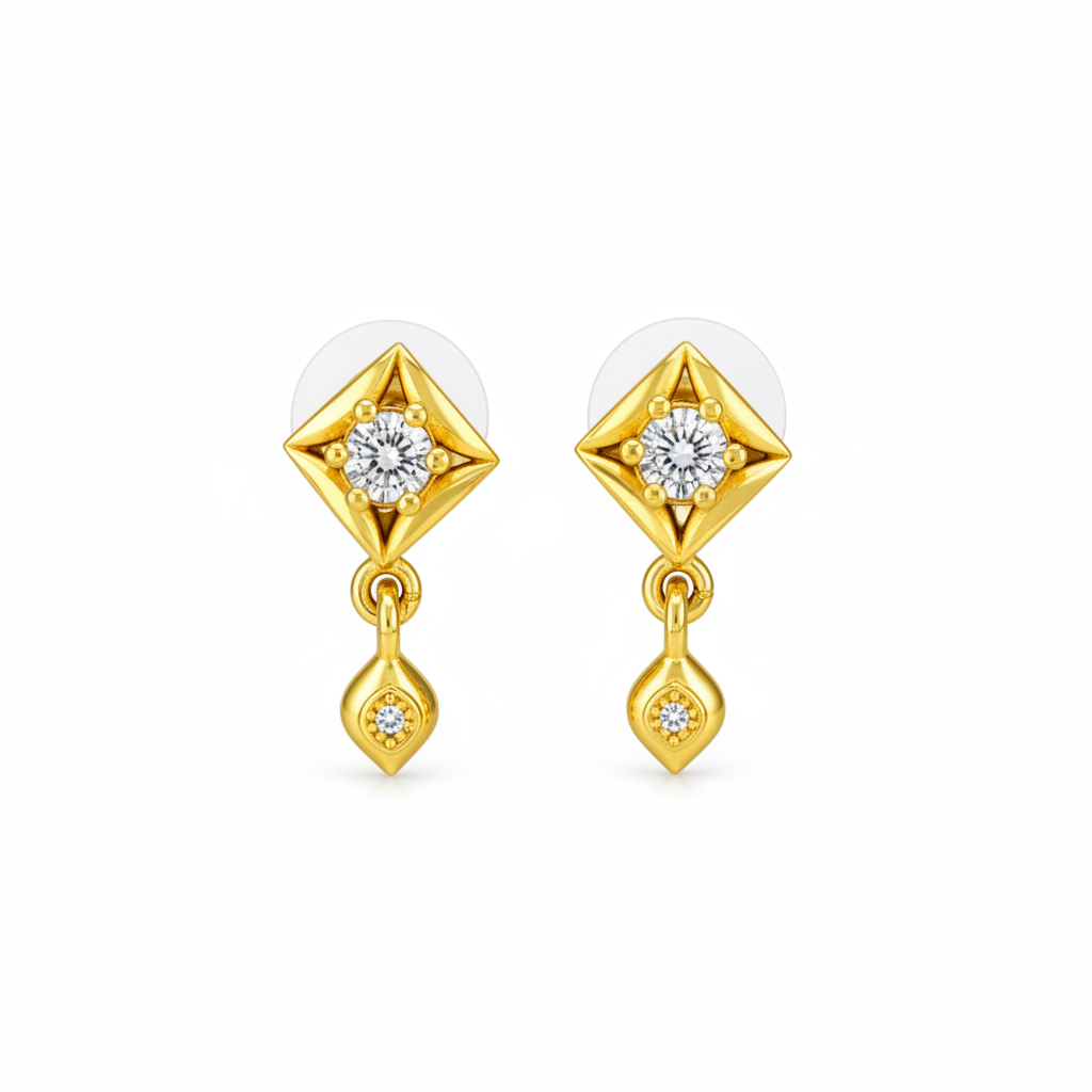 Elura Geometric Crystal Drop Gold-Toned Stud Earrings for Women