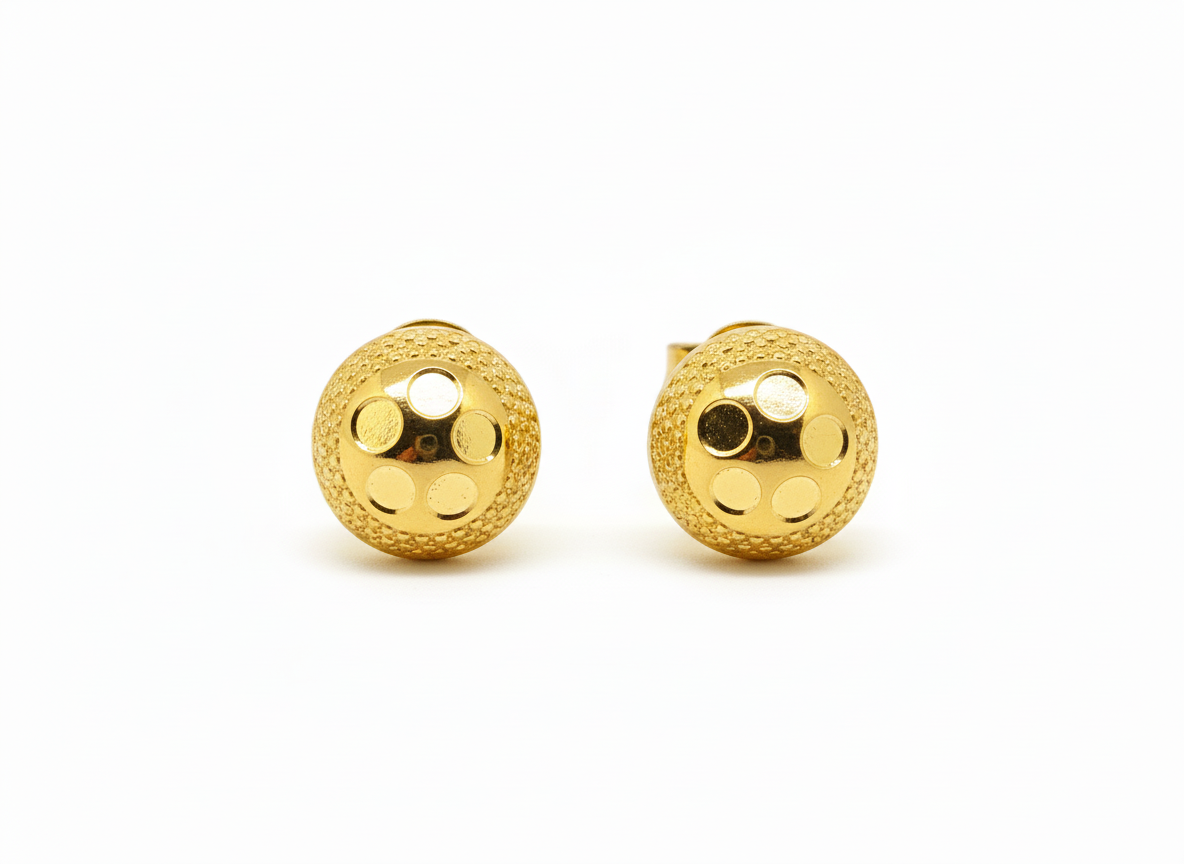 Elura Textured Gold-Toned Round Stud Earrings for Women