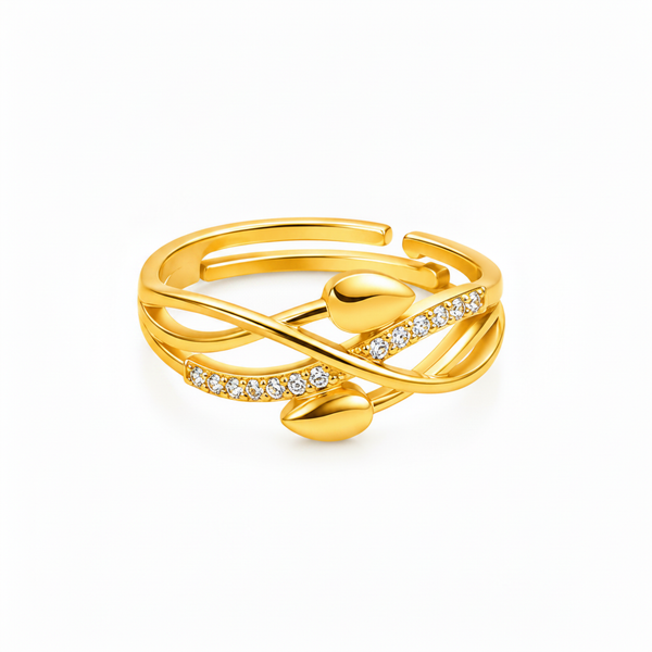 ELURA Infinity Leaf CZ Adjustable Ring for Women