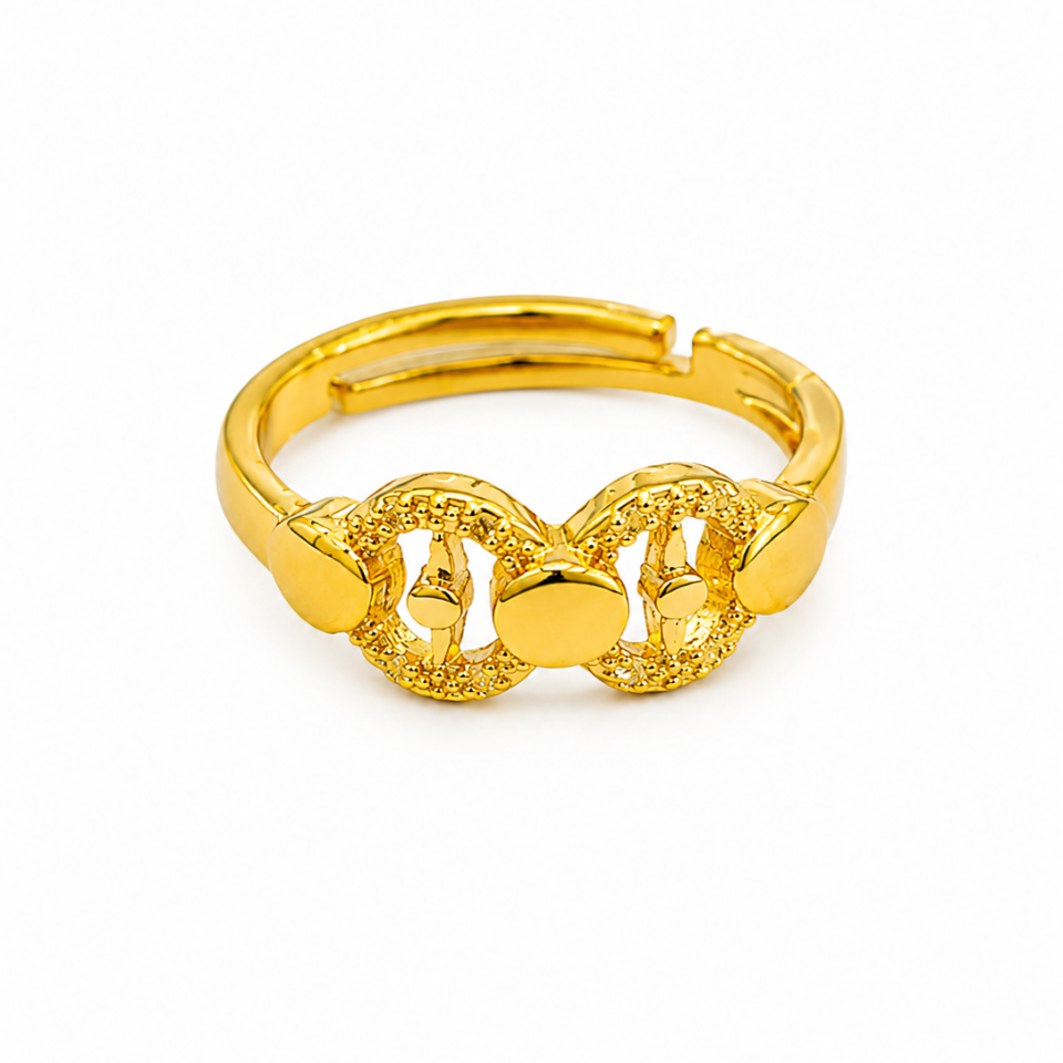 ELURA Elegant Twin Circle Heritage Adjustable Ring for Women