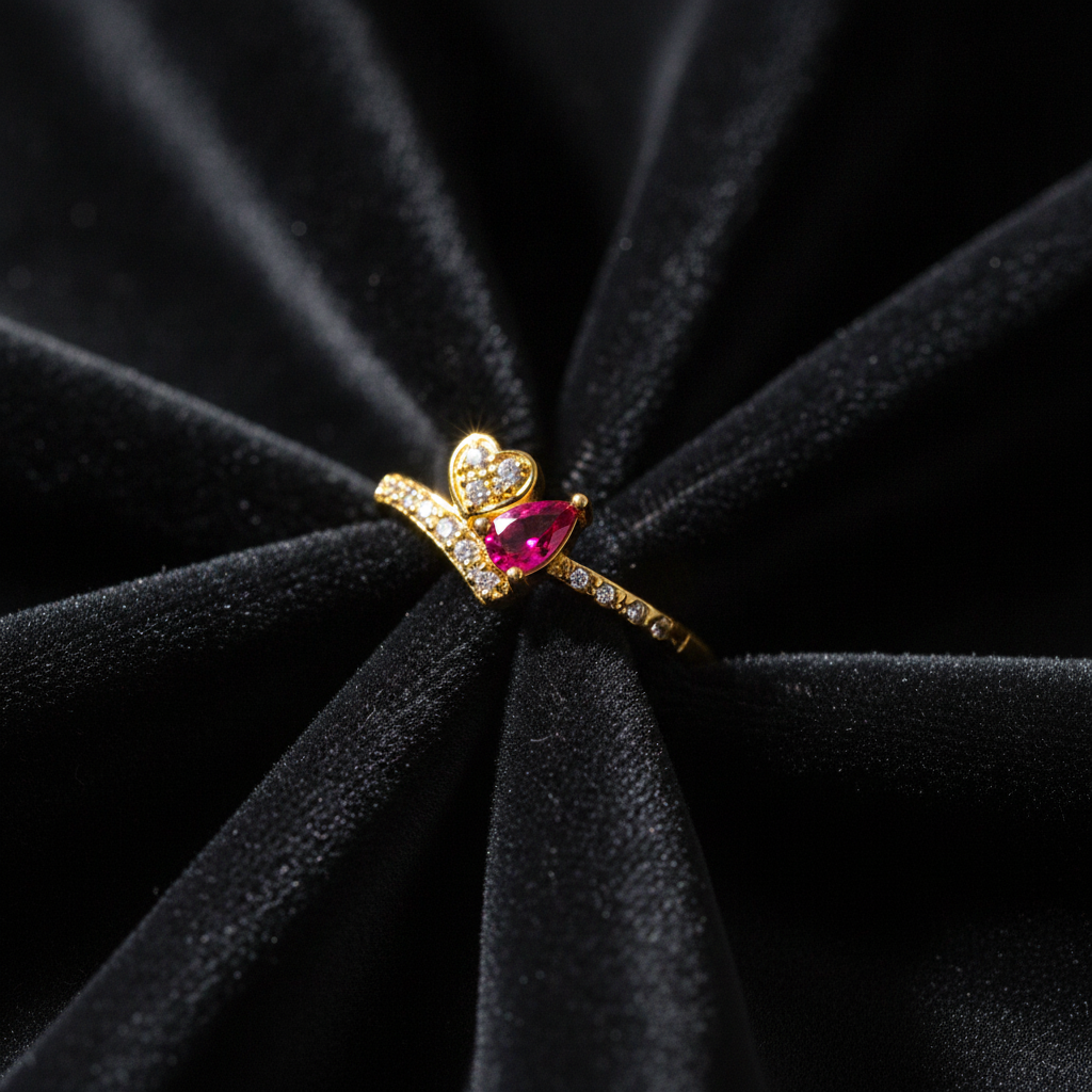 ELURA Romantic Heart & Pear Cut Ruby Stone Ring for Women