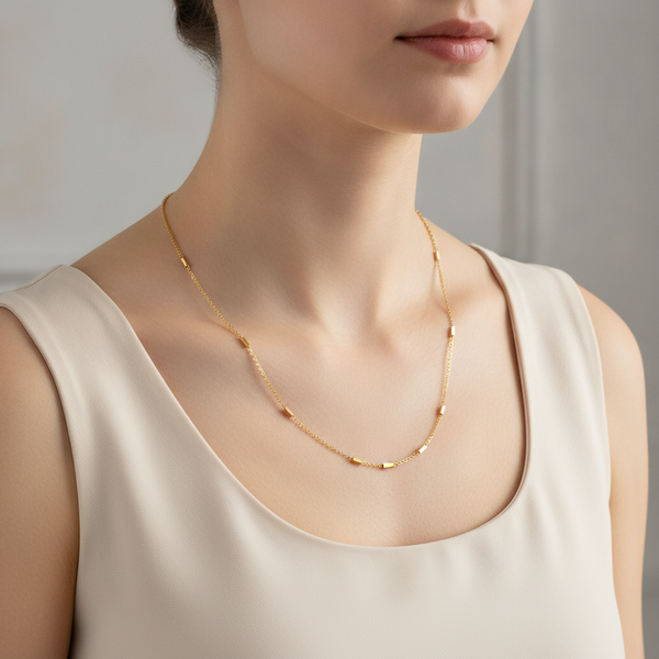 ELURA Minimalist Gold Link Chain with Bar For Unisex