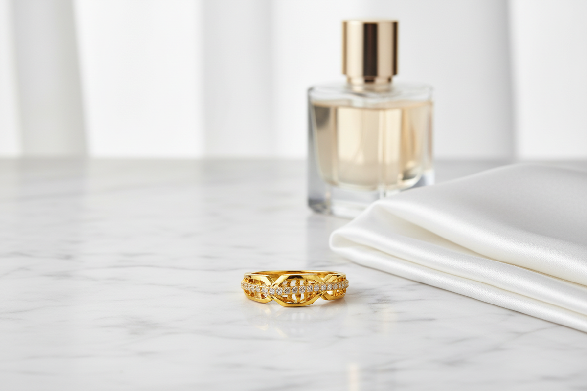 Elura Crystal Infinity Twist Gold Ring for Women