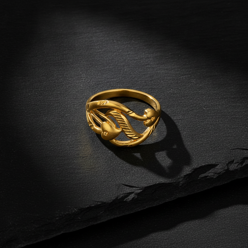 ELURA Elegant Leaf Design Adjustable Ring for Women