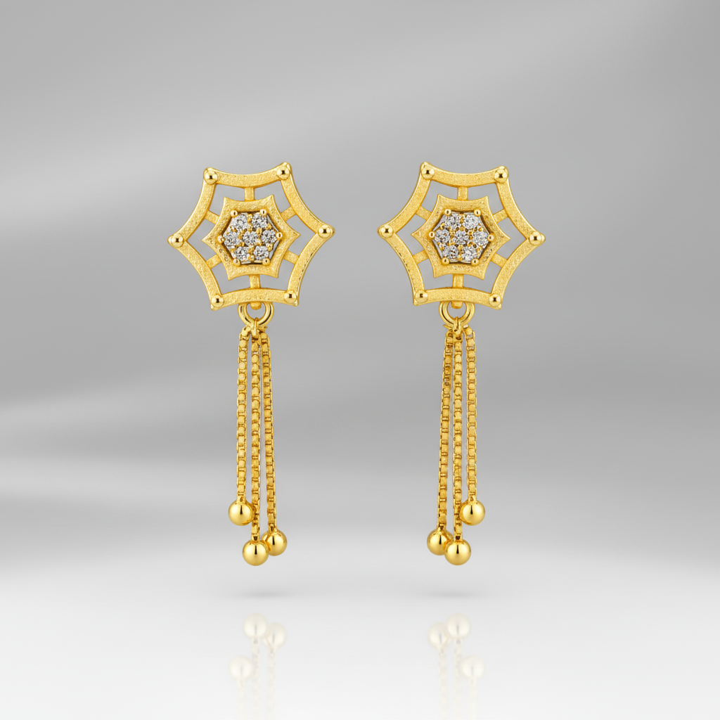 Elura Star Charm Tassel Crystal Earrings