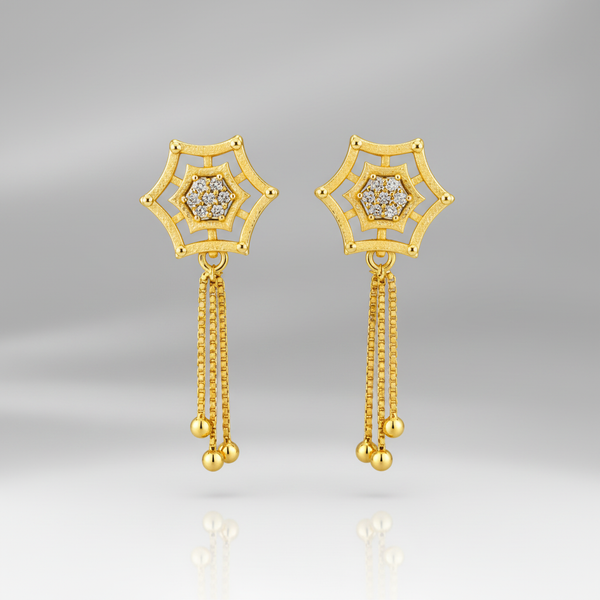Elura Star Charm Tassel Crystal Earrings