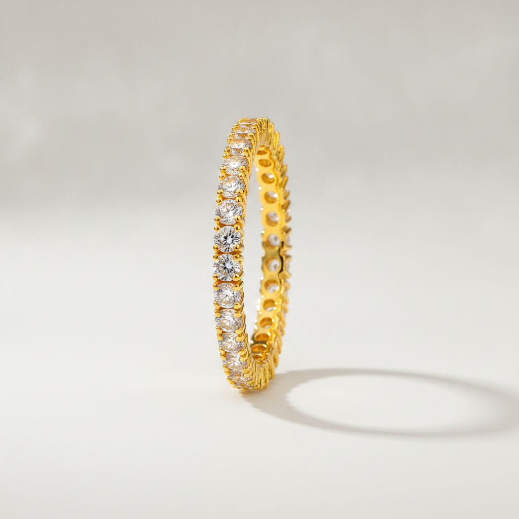 ELURA Full Eternity Cubic Zirconia Band Ring for Women