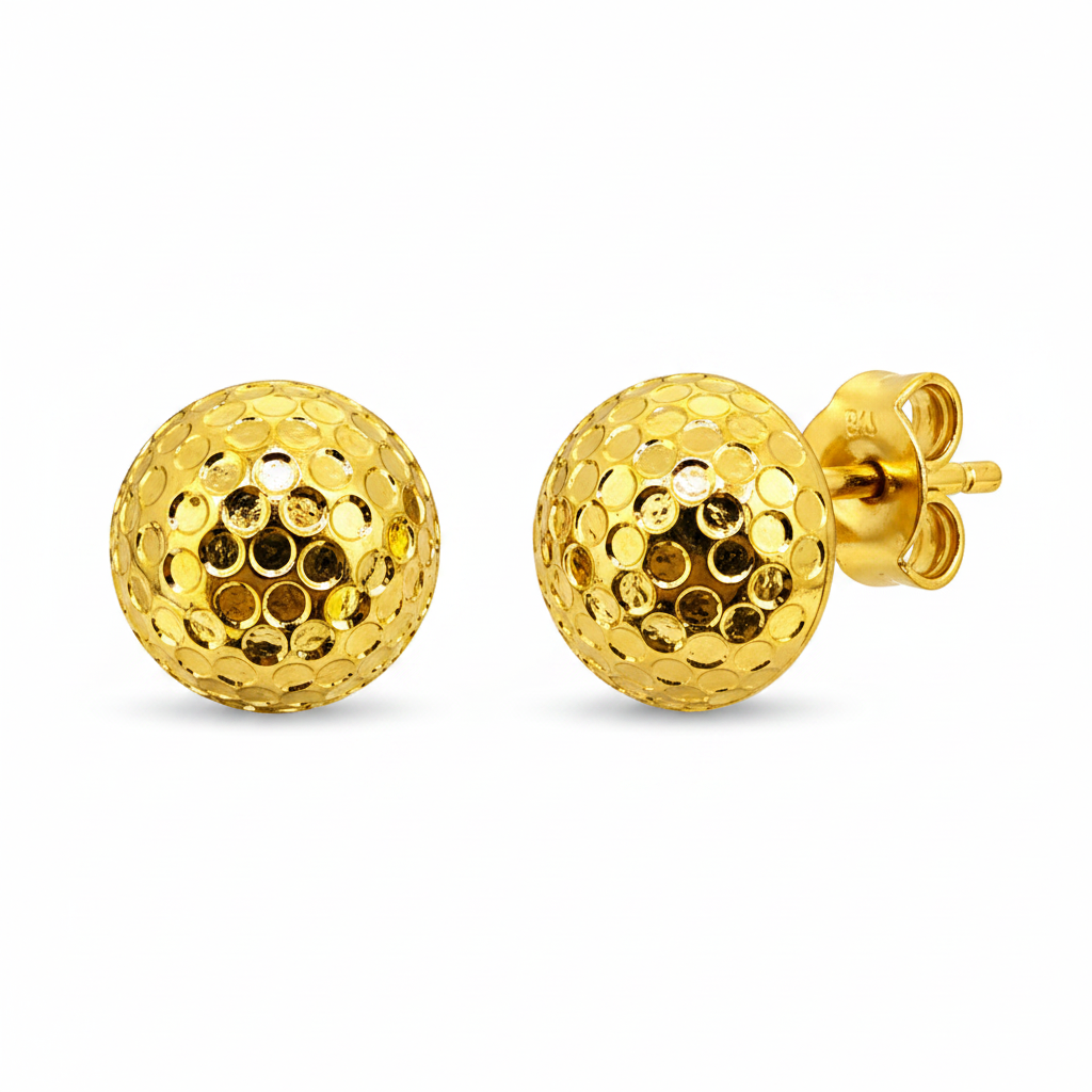 Elura Textured Dome Gold-Toned Stud Earrings for Women