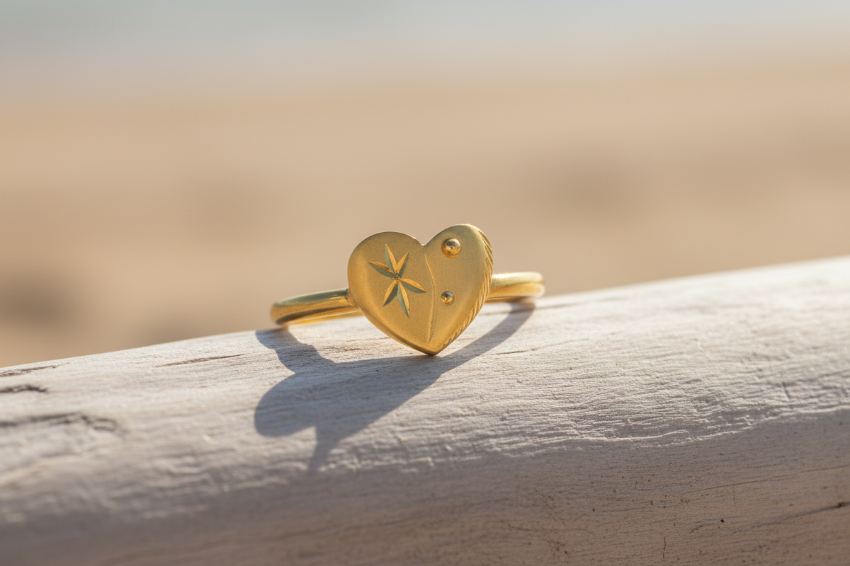 Elura Golden Heart Charm Ring