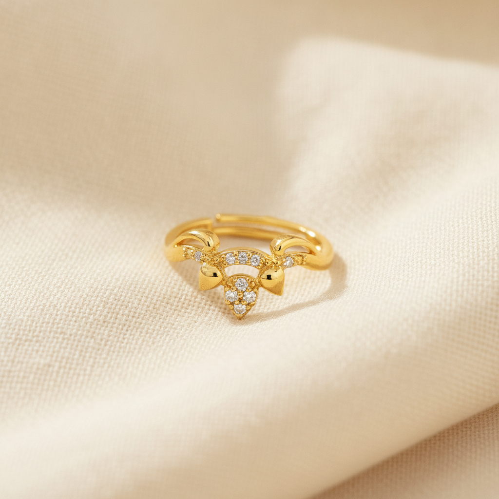 ELURA Deer Antler CZ Adjustable Ring for Women