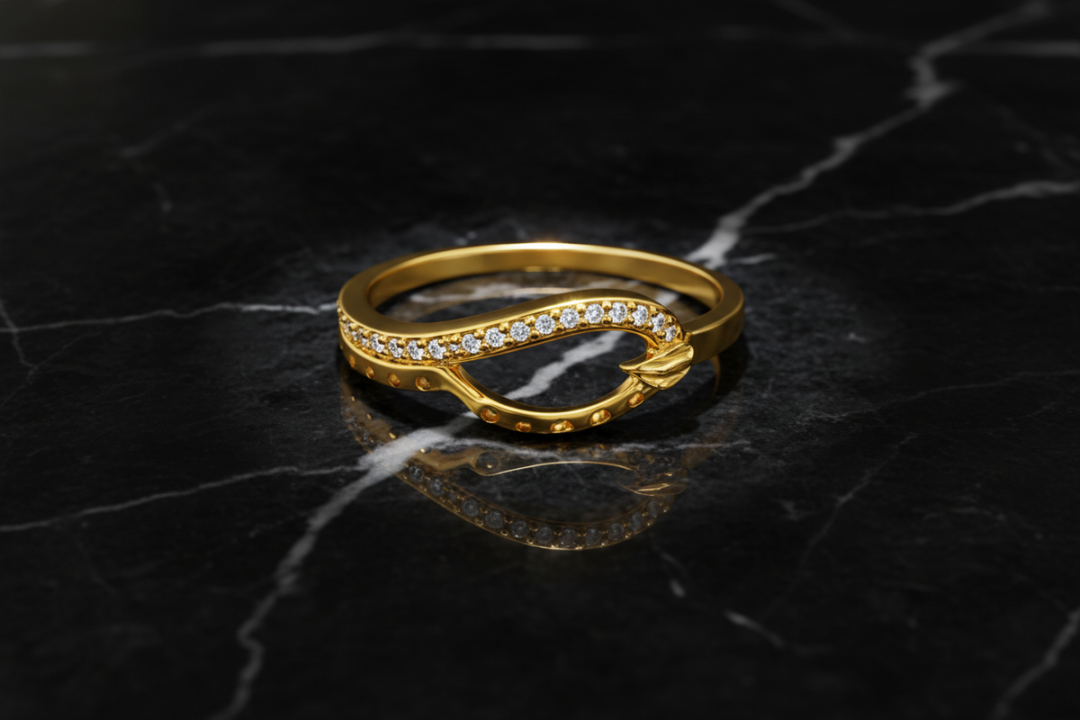 Elura Elegant Infinity Curve Diamond Accent Gold Ring for Women