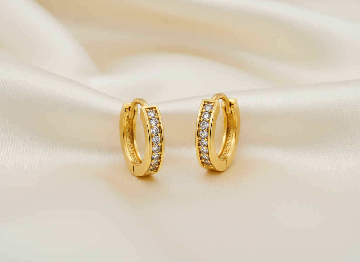 Elura Crystal Line Gold-Toned Hoop Earrings for Women