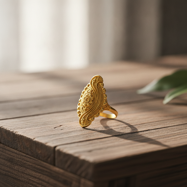 ELURA Traditional Floral Filigree Adjustable Ring for Women