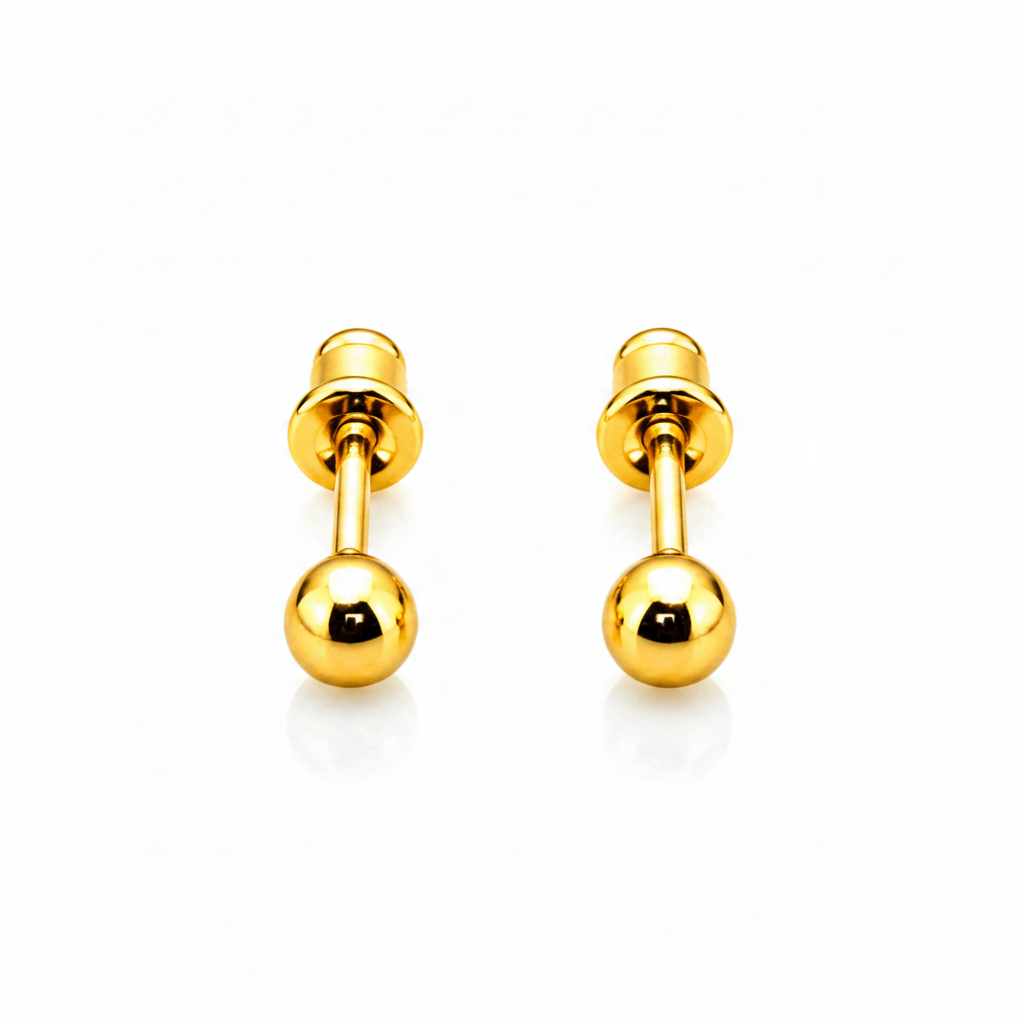 Elura Minimalist Gold-Toned Ball Stud Earrings for Women