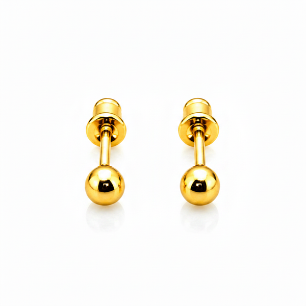 Elura Minimalist Gold-Toned Ball Stud Earrings for Women