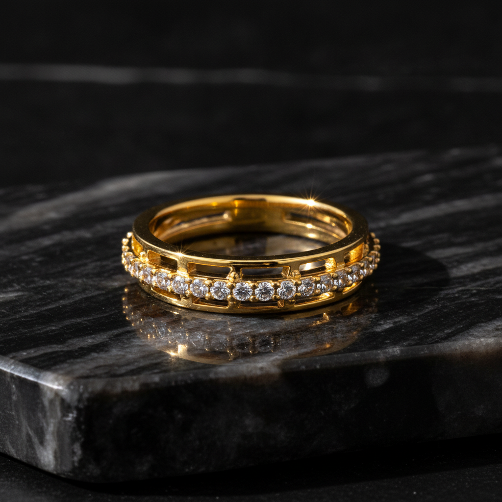 ELURA CZ Band Ring for Women With CZ Stone