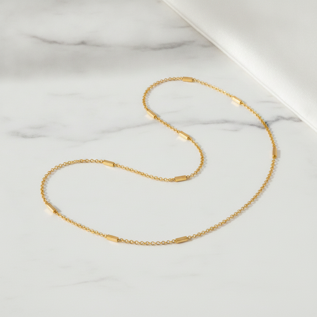 ELURA Minimalist Gold Link Chain with Bar For Unisex
