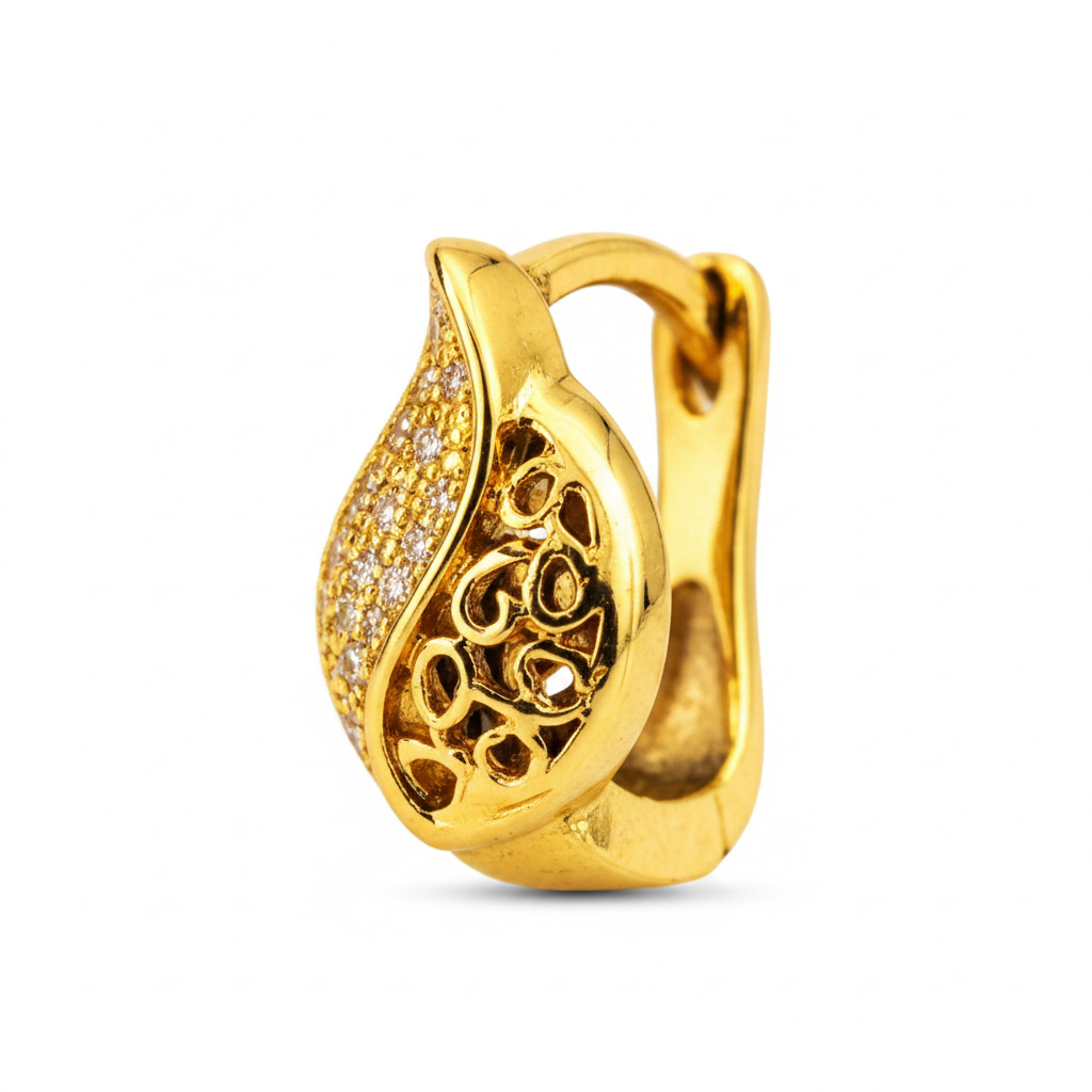 Elura Leaf Design Gold-Toned Hoop Earrings for Women