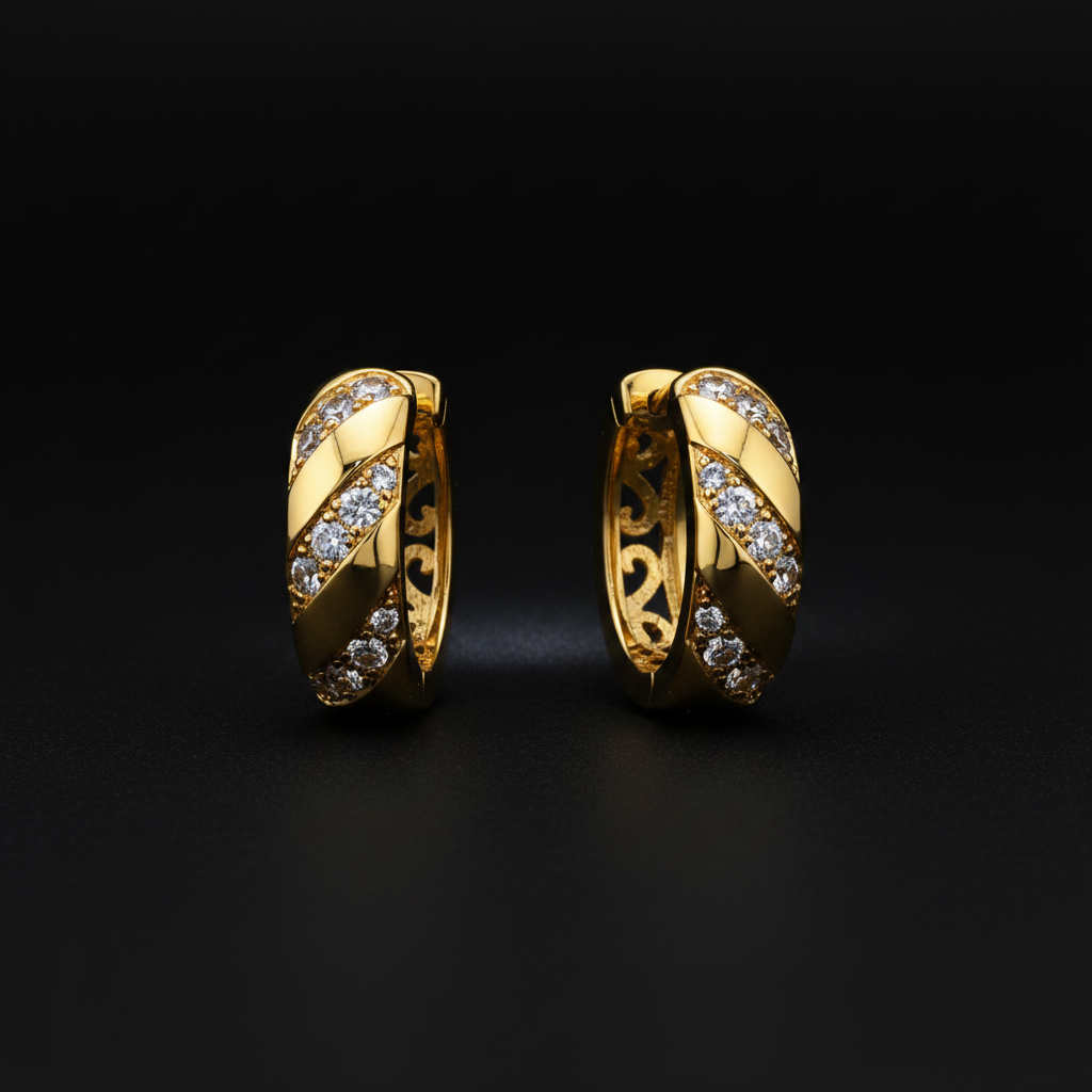 Elura Twisted Crystal Gold-Toned Huggie Hoop Earrings for Women