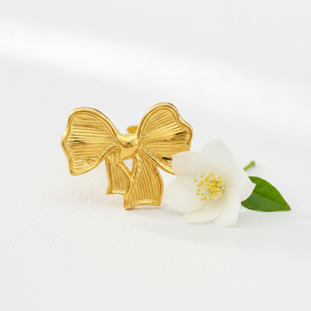 ELURA Adjustable Ribbon Bow Ring for Women & Girls