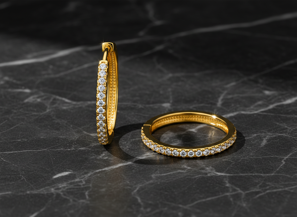 Elura Classic Crystal Gold-Toned Hoop Earrings for Women