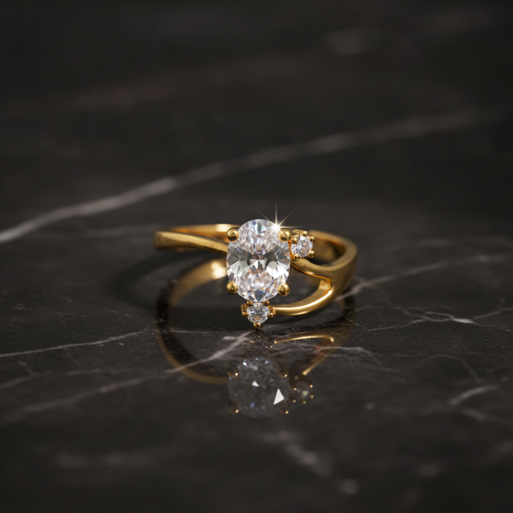 Elegant Oval Cut Crystal Solitaire Ring for Women