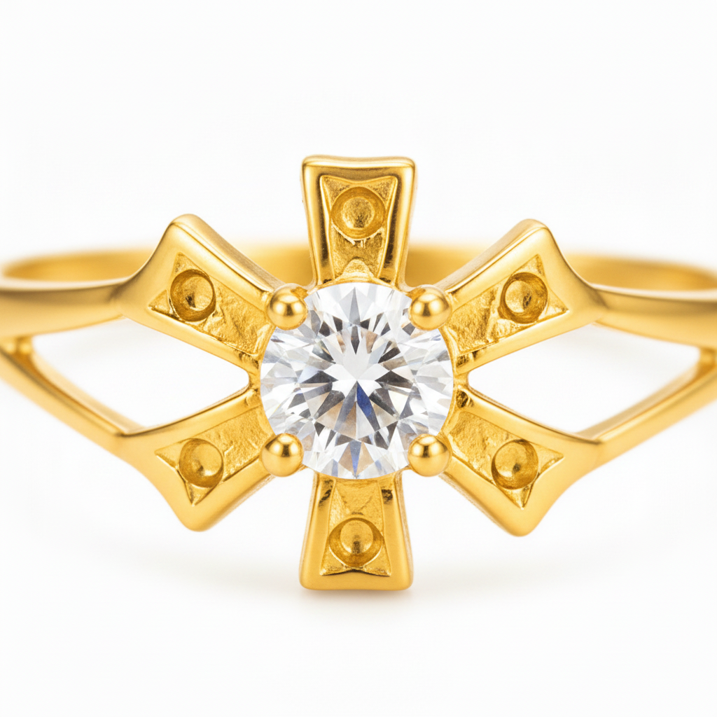 Trendy Sunburst Cubic Zirconia Ring for Women & Girls