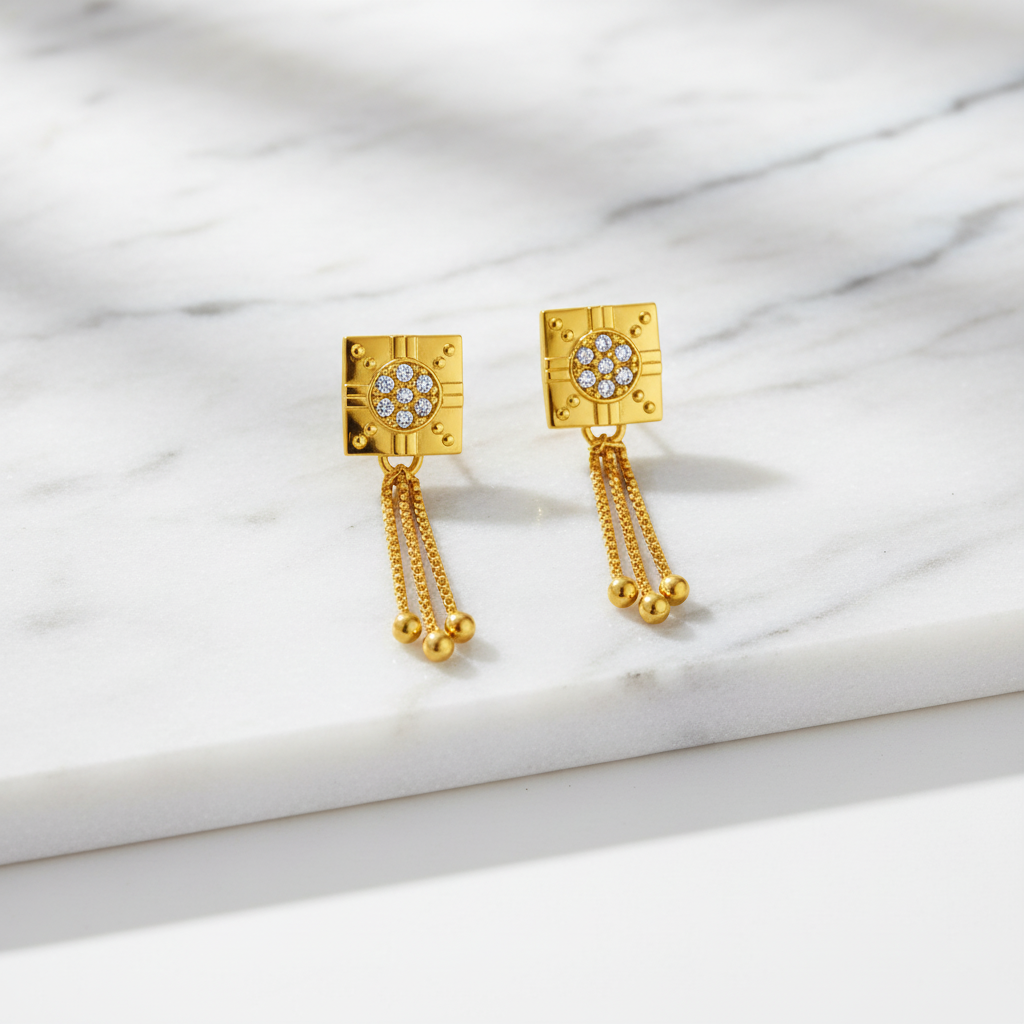Elura Regal Chain Tassel Crystal Earrings