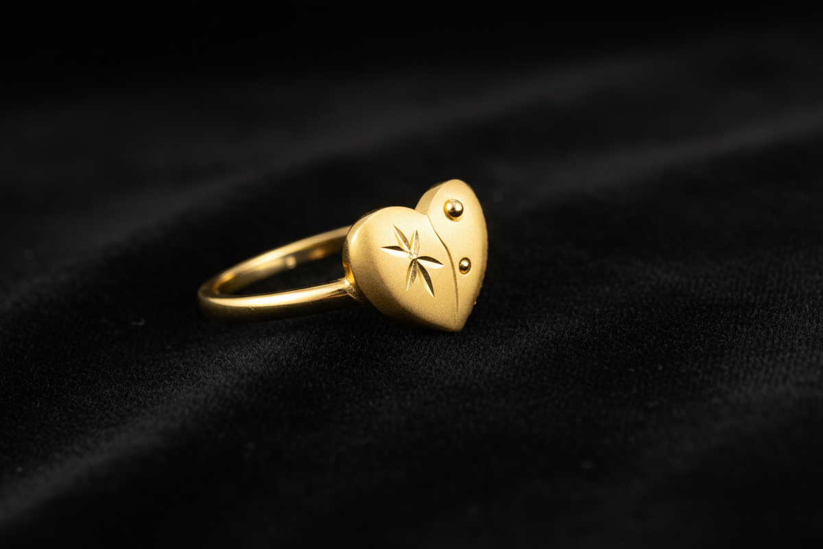 Elura Golden Heart Charm Ring