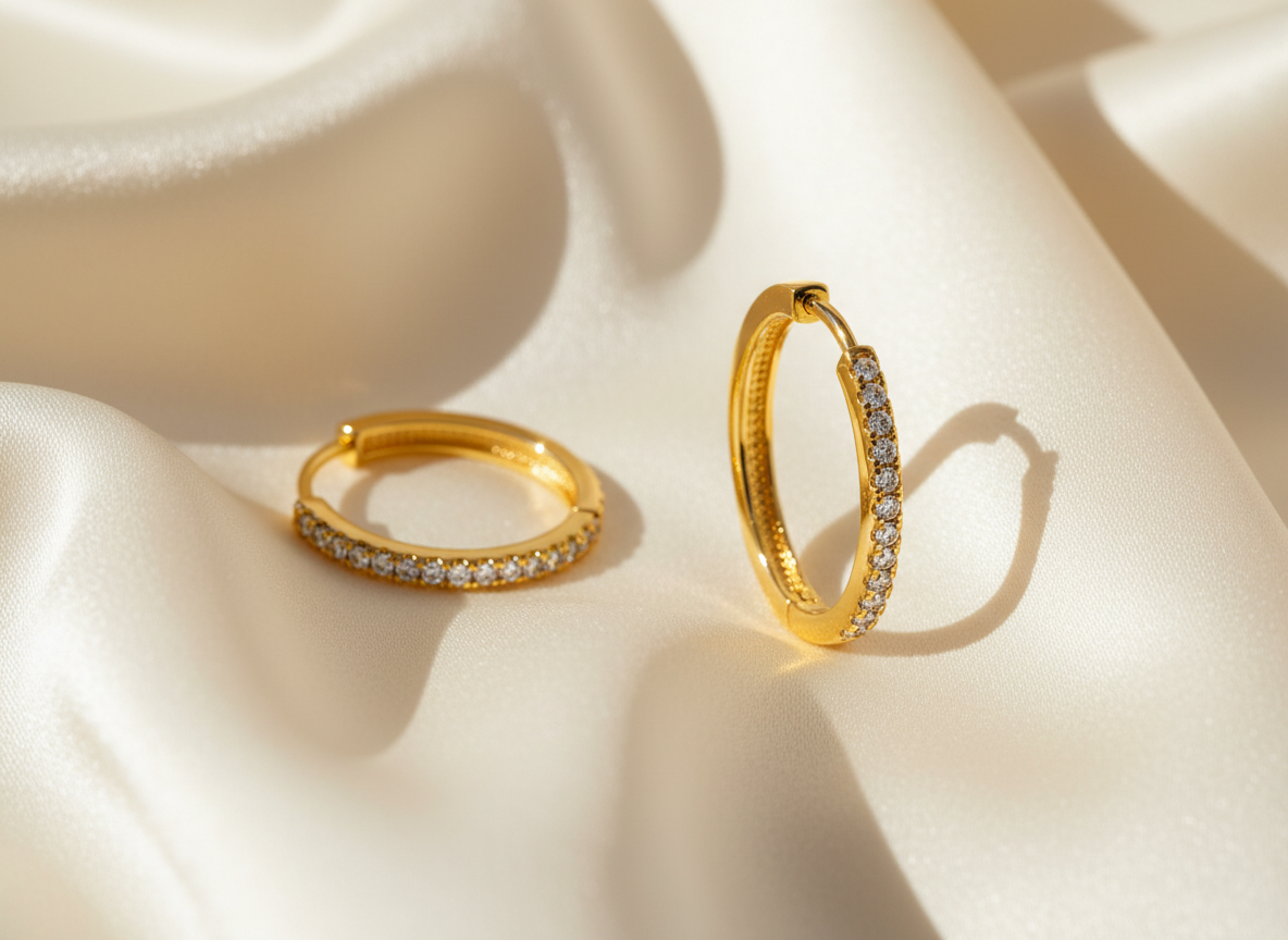 Elura Classic Crystal Gold-Toned Hoop Earrings for Women