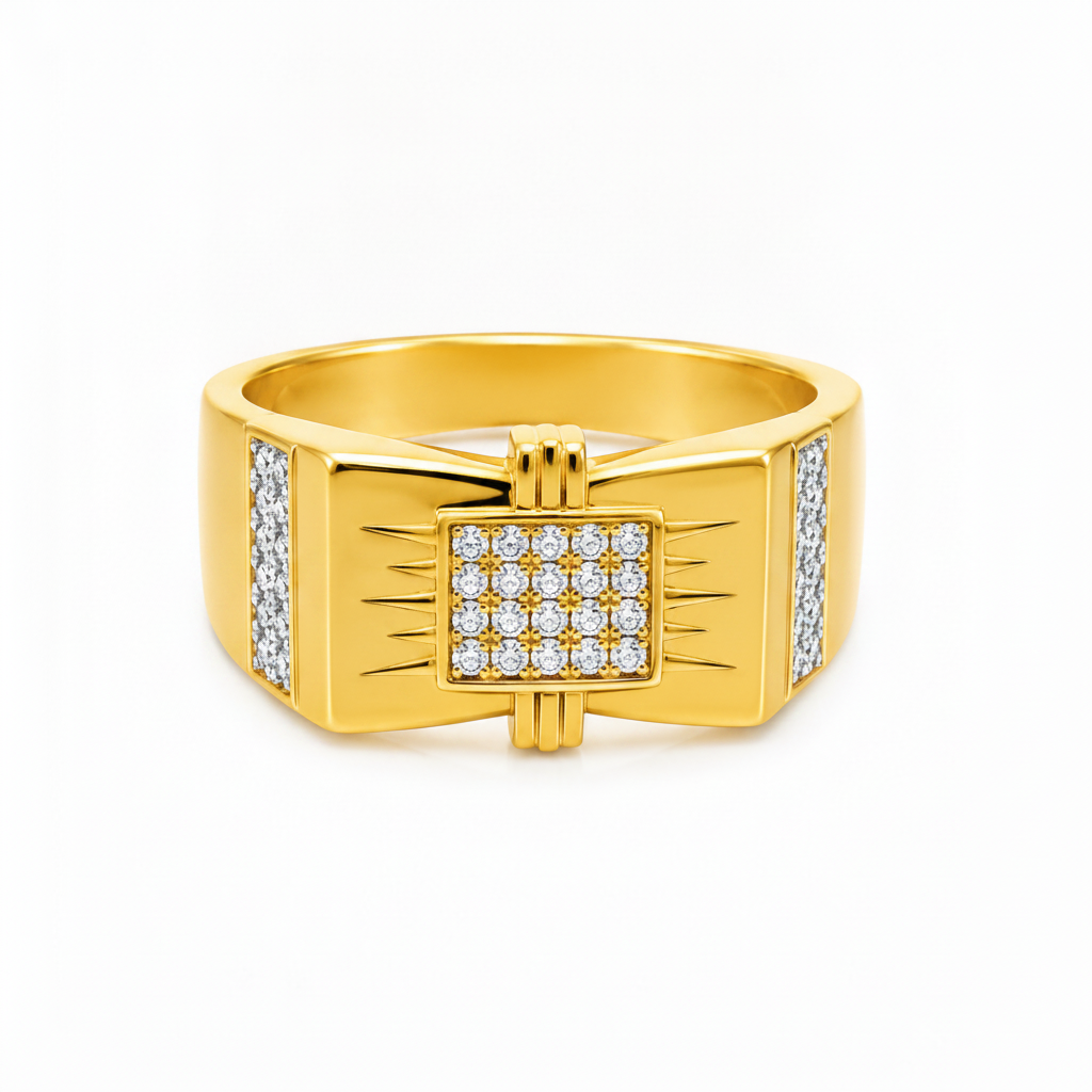 ELURA Regal Square Crystal Signet Ring for Men & Boys