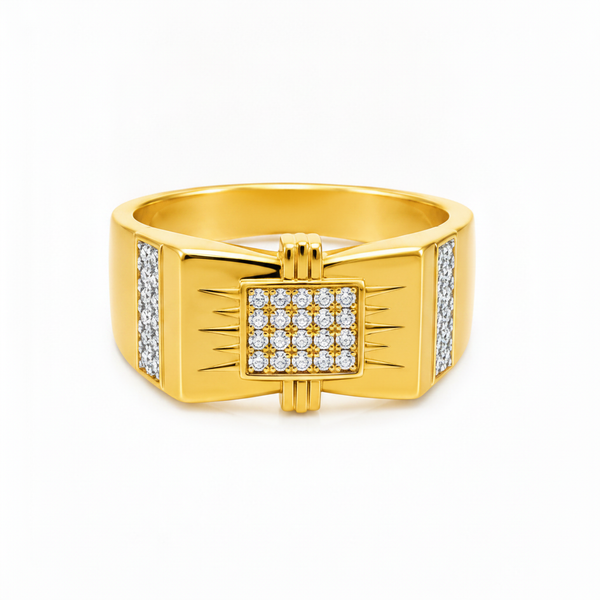 ELURA Regal Square Crystal Signet Ring for Men & Boys
