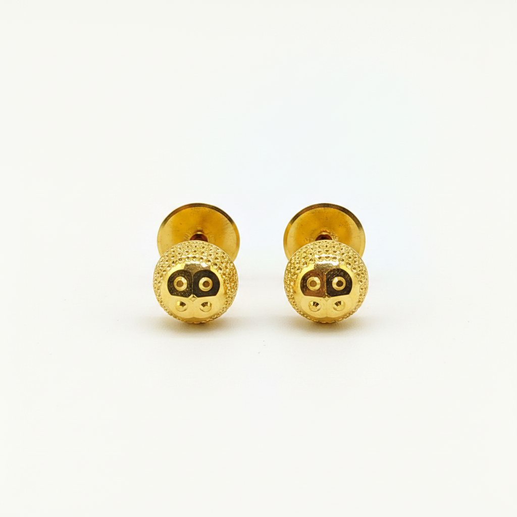 Elura Textured Round Gold-Toned Stud Earrings for Women