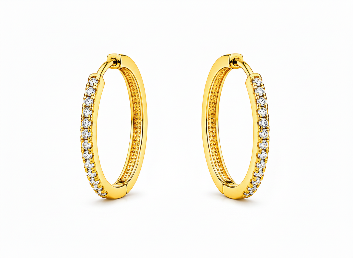 Elura Classic Crystal Gold-Toned Hoop Earrings for Women