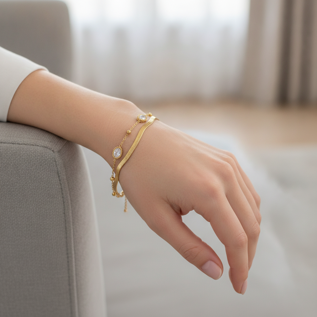 ELURA Premium Double Layer Oval Stone Bracelet