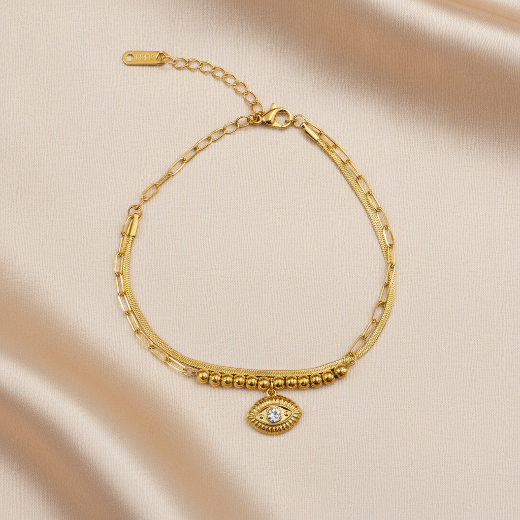 ELURA Trendy Double Layer Evil Eye Bracelet