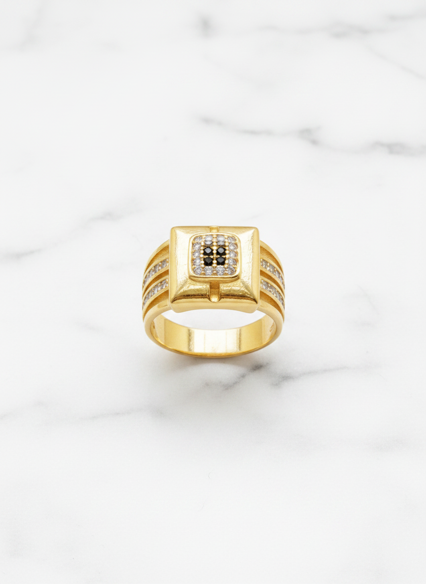Elura Royale Black Diamond Signet Ring