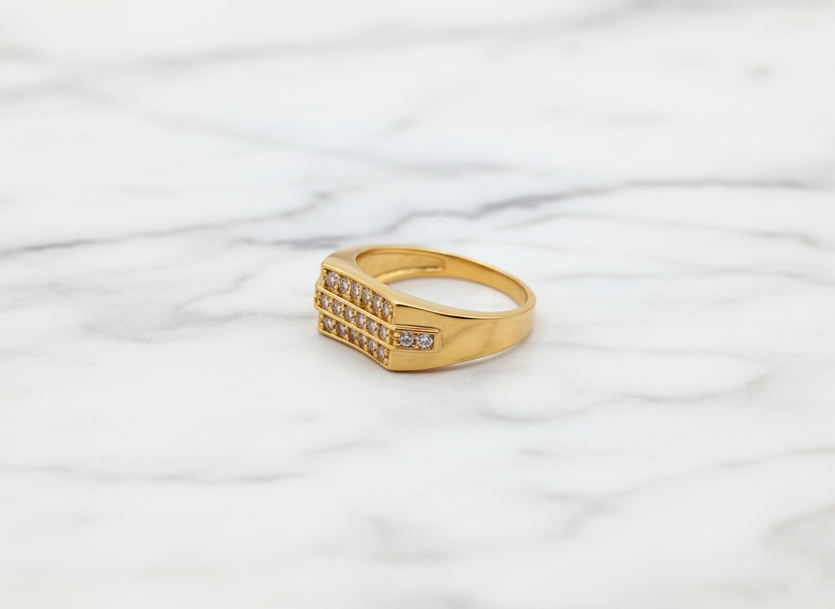 Elura Luxe Triple Row Zircon Ring