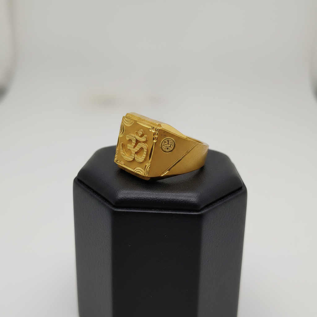 Elura Divine Om Heritage Gold Signet Ring for Men