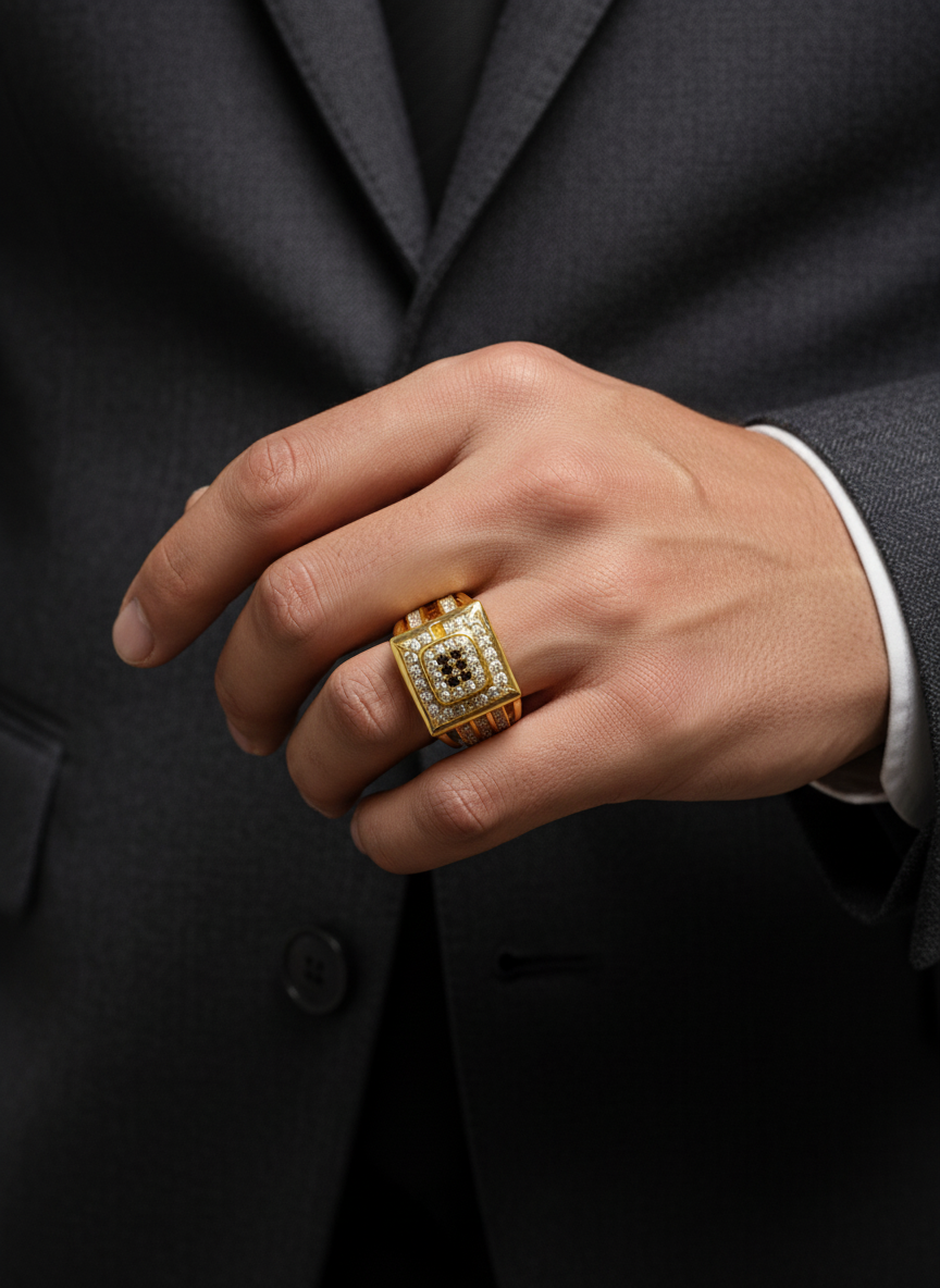 Elura Royale Black Diamond Signet Ring